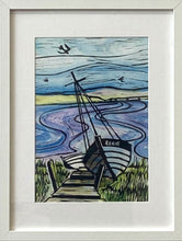 Load image into Gallery viewer, Rosie, original watercolour/lino cut. 32x42cm
