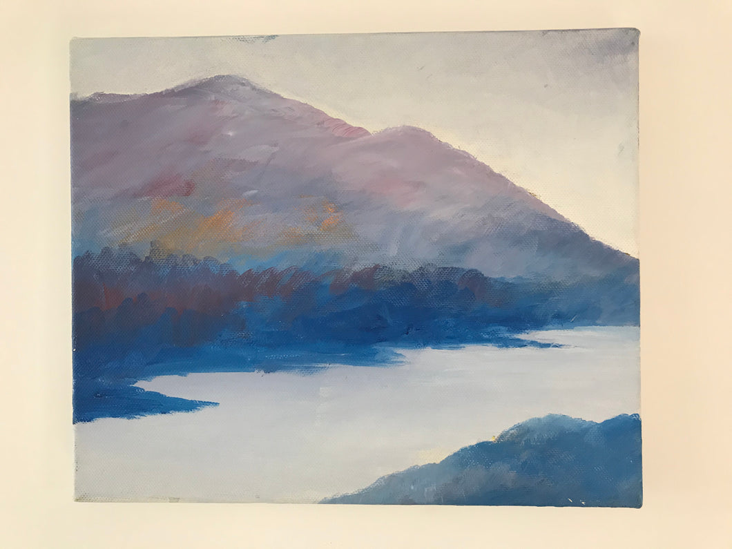 Hills and lake 1 30x20cm Acrylic on canvas. run of 2