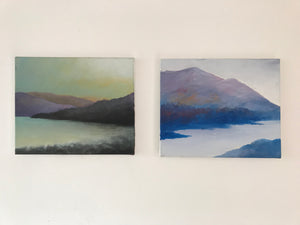 Hills and lake 2 30x20cm Acrylic on canvas. run of 2