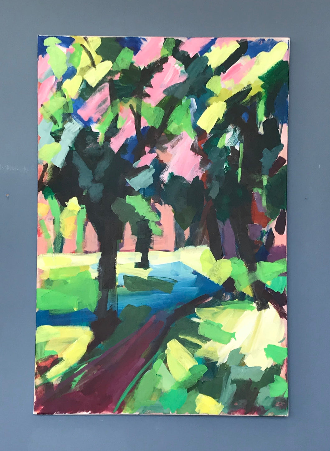 Abstract park scene, acrylic on canvas 70x90cm