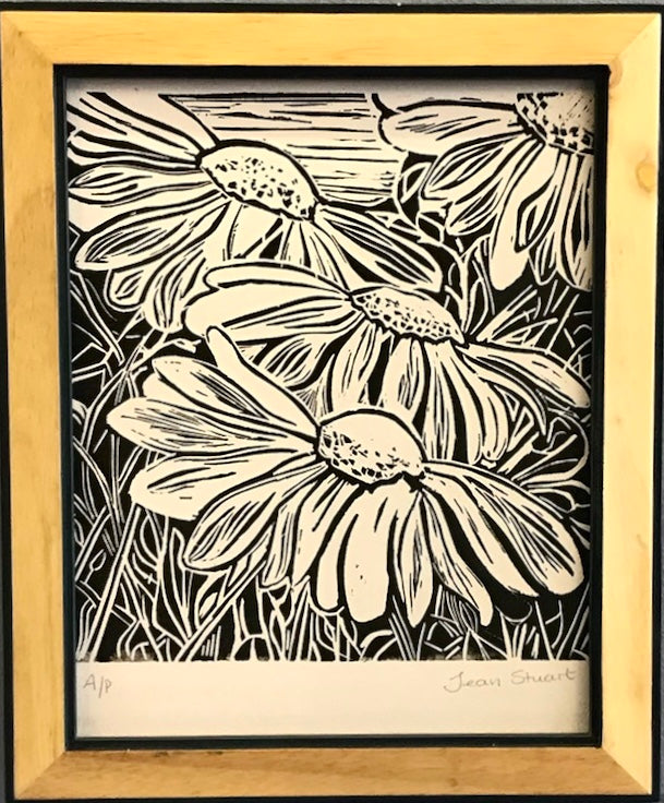 Daisies, Lino cut 25x30cm