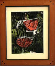 Load image into Gallery viewer, Orange poppies, Lino cut 25x30cm
