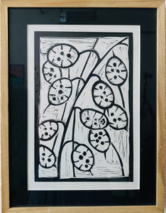 Lunaria. Black and white etching print on paper 42x53