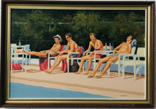 Load image into Gallery viewer, Youths by the Pool. Oil on Canvas 59x85cm
